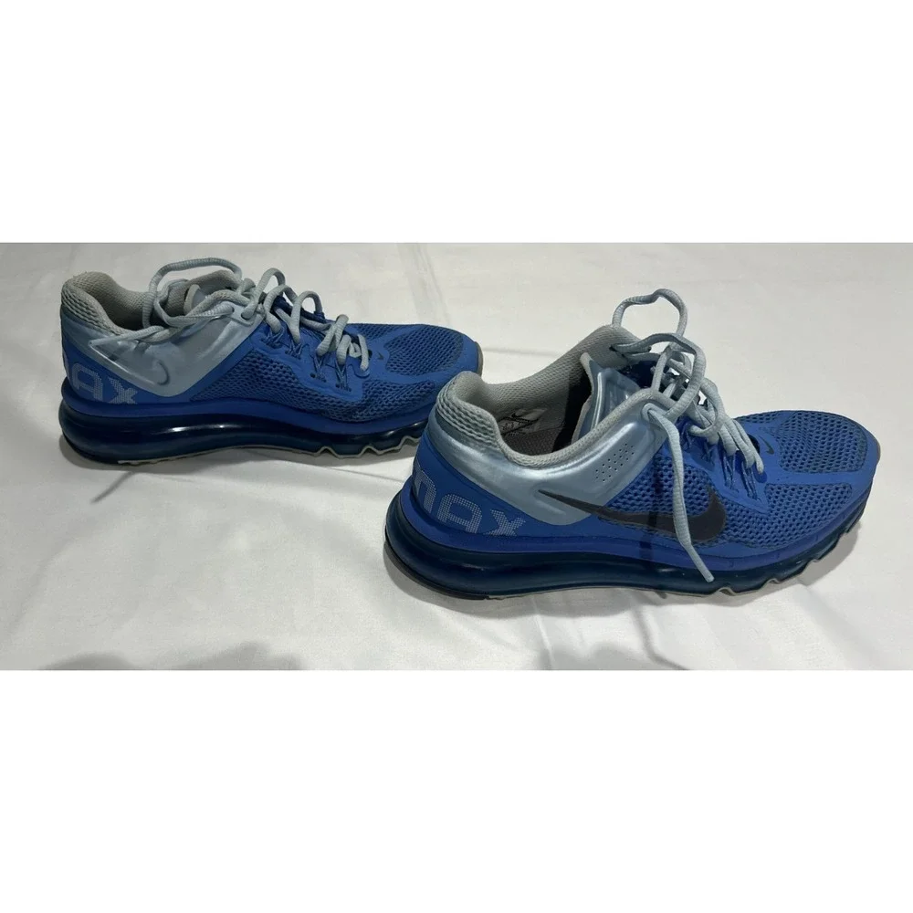 Nike Air Max+ Runnings Shoes Womens 8 Blue 2013 Waffle Skin 555363-404